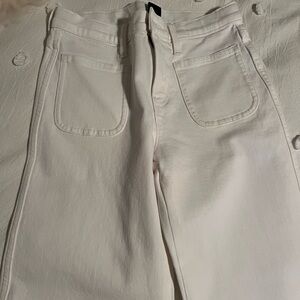 I crew girls white denim wide leg jeans